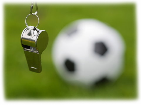 WhistleSoccerBallWhiteReferee